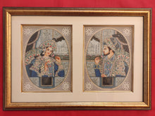 Load image into Gallery viewer, Hand Painted Shah Jahan and Mumtaz Mughal Moghul Miniature Painting India Artwork Framed Frame Fine Artwork - ArtUdaipur

