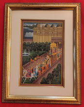 Load image into Gallery viewer, Hand Painted Udaipur City Scene Maharajah Procession Miniature Painting India Artwork Framed Paper Frame Fine Art - ArtUdaipur
