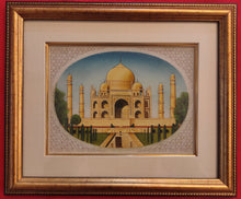 Load image into Gallery viewer, Hand Painted Taj Mahal Monument History Mughal Moghul Shah Jahan Miniature Painting India Framed Artwork Fine Art - ArtUdaipur

