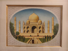 Load image into Gallery viewer, Hand Painted Taj Mahal Monument History Mughal Moghul Shah Jahan Miniature Painting India Framed Artwork Fine Art - ArtUdaipur
