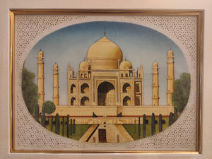 Hand Painted Taj Mahal Monument History Mughal Moghul Shah Jahan Miniature Painting India Framed Artwork Fine Art - ArtUdaipur