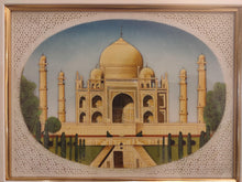 Load image into Gallery viewer, Hand Painted Taj Mahal Monument History Mughal Moghul Shah Jahan Miniature Painting India Framed Artwork Fine Art - ArtUdaipur
