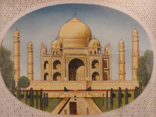 Load image into Gallery viewer, Hand Painted Taj Mahal Monument History Mughal Moghul Shah Jahan Miniature Painting India Framed Artwork Fine Art - ArtUdaipur
