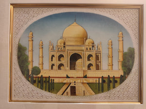 Hand Painted Taj Mahal Monument History Mughal Moghul Shah Jahan Miniature Painting India Framed Artwork Fine Art - ArtUdaipur