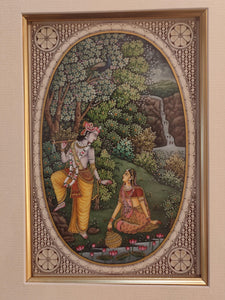 Hand Painted Krishna Radha Hindu God and Goddess Miniature Painting India Art Framed Fine Art - ArtUdaipur