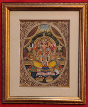 Load image into Gallery viewer, Hand Painted Ganesh Ganesha Hindu God Miniature Painting India Artwork Framed Fine Art Frame - ArtUdaipur
