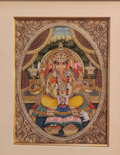 Load image into Gallery viewer, Hand Painted Ganesh Ganesha Hindu God Miniature Painting India Artwork Framed Fine Art Frame - ArtUdaipur
