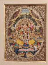 Load image into Gallery viewer, Hand Painted Ganesh Ganesha Hindu God Miniature Painting India Artwork Framed Fine Art Frame - ArtUdaipur
