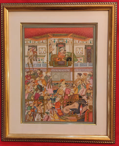 Mughal Court Scene Framed Painting Art Home Decor