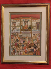 Load image into Gallery viewer, Hand Painted Mughal Moghul Court Scene Darbar Miniature Painting India Artwork Framed Fine Art - ArtUdaipur
