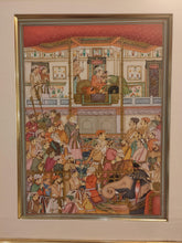 Load image into Gallery viewer, Hand Painted Mughal Moghul Court Scene Darbar Miniature Painting India Artwork Framed Fine Art - ArtUdaipur
