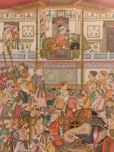 Load image into Gallery viewer, Hand Painted Mughal Moghul Court Scene Darbar Miniature Painting India Artwork Framed Fine Art - ArtUdaipur
