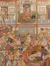 Load image into Gallery viewer, Hand Painted Mughal Moghul Court Scene Darbar Miniature Painting India Artwork Framed Fine Art - ArtUdaipur
