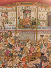 Load image into Gallery viewer, Hand Painted Mughal Moghul Court Scene Darbar Miniature Painting India Artwork Framed Fine Art - ArtUdaipur
