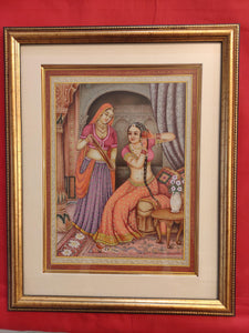 Hand Painted Ragini Rajasthani Princess Maharani Miniature Painting India Framed Frame Fine Art - ArtUdaipur