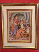Load image into Gallery viewer, Hand Painted Ragini Rajasthani Princess Maharani Miniature Painting India Framed Frame Fine Art - ArtUdaipur
