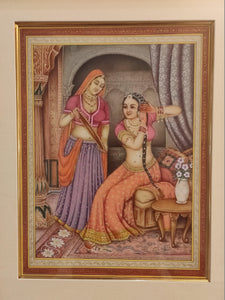 Hand Painted Ragini Rajasthani Princess Maharani Miniature Painting India Framed Frame Fine Art - ArtUdaipur