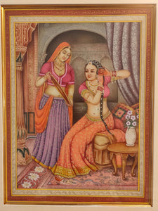 Hand Painted Ragini Rajasthani Princess Maharani Miniature Painting India Framed Frame Fine Art - ArtUdaipur