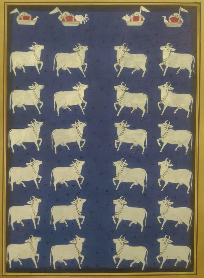 Krishna Pichwai Cow Indian Miniature Painting Famous Rajasthan Tradition - ArtUdaipur