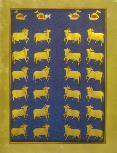 Krishna Pichwai Painting Cow Indian Miniature Painting Famous Rajasthani - ArtUdaipur
