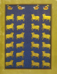 Krishna Pichwai Painting Cow Indian Miniature Painting Famous Rajasthani - ArtUdaipur