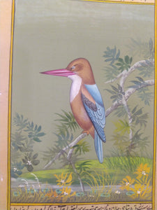 KingFisher Painting on Old Paper - ArtUdaipur