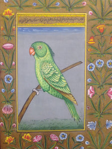 Parrot Birds and Flower on Paper Painting - ArtUdaipur