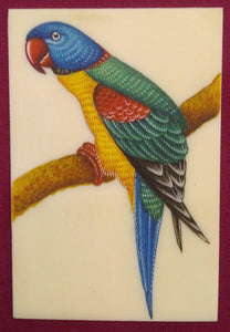 Colorful Peacock Bird On Synthetic Ivory Painting - ArtUdaipur