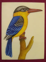 Load image into Gallery viewer, HandPainted KingFisher Bird Miniature Painting on Synthetic Ivory - ArtUdaipur
