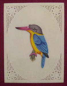 Exotic Colorful KingFisher Bird Indian Miniature Painting - ArtUdaipur
