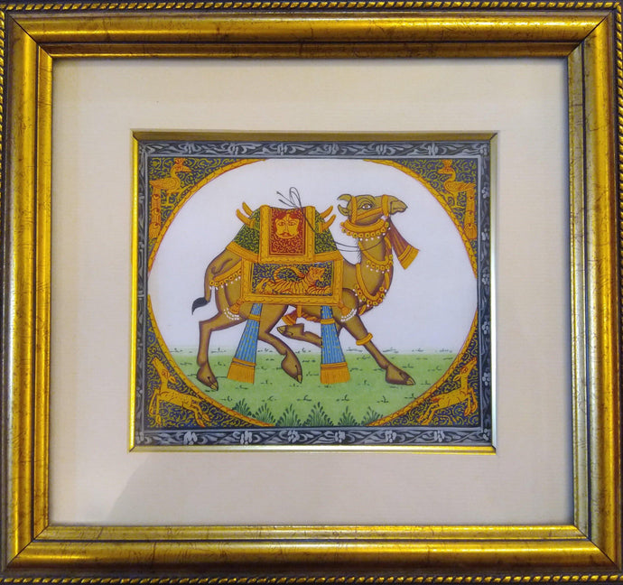 Camel Miniature Painting Framed Home Decor