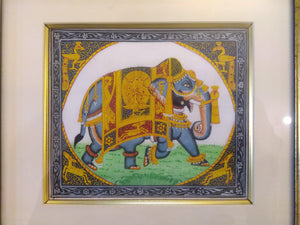 Hand Painted Elephant GoodLuck Miniature Painting India Artwork Animal Fine Art Interior - ArtUdaipur