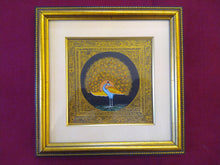 Load image into Gallery viewer, Beautiful Peacock Bird on Silk Framed Indian Miniature Painting - ArtUdaipur
