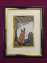 Load image into Gallery viewer, Hand Painted Ragini Rajasthani Princess Maharani Miniature Painting India Framed Interior - ArtUdaipur
