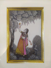 Load image into Gallery viewer, Hand Painted Ragini Rajasthani Princess Maharani Miniature Painting India Framed Interior - ArtUdaipur
