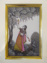 Load image into Gallery viewer, Hand Painted Ragini Rajasthani Princess Maharani Miniature Painting India Framed Interior - ArtUdaipur
