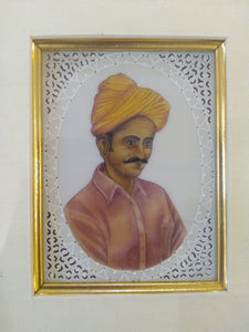 Hand Painted Old Village Men Portrait Detailed Miniature Painting Art Work Brush Framed - ArtUdaipur
