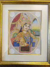 Load image into Gallery viewer, Hand Painted Ragini Rajasthani Princess Maharani Miniature Painting India Framed - ArtUdaipur

