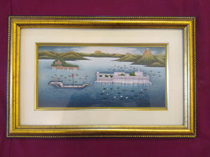 Hand Painted Lake Palace Detail History Miniature Painting India Framed Artwork - ArtUdaipur