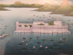 Hand Painted Lake Palace Detail History Miniature Painting India Framed Artwork - ArtUdaipur