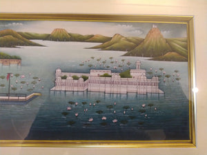 Hand Painted Lake Palace Detail History Miniature Painting India Framed Artwork - ArtUdaipur