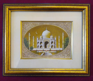 Hand Painted Taj Mahal Monument History Miniature Painting India Framed Artwork Mughal - ArtUdaipur