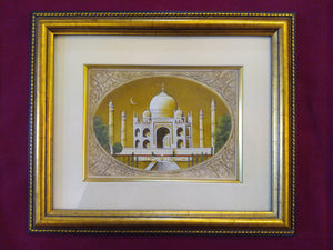 Hand Painted Taj Mahal Monument History Miniature Painting India Framed Artwork Mughal - ArtUdaipur