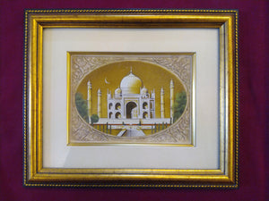 Hand Painted Taj Mahal Monument History Miniature Painting India Framed Artwork - ArtUdaipur