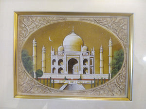 Hand Painted Taj Mahal Monument History Miniature Painting India Framed Artwork Mughal - ArtUdaipur