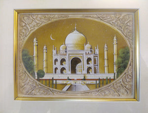 Hand Painted Taj Mahal Monument History Miniature Painting India Framed Artwork Mughal - ArtUdaipur