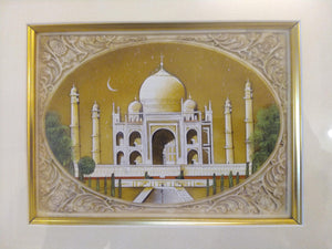 Hand Painted Taj Mahal Monument History Miniature Painting India Framed Artwork - ArtUdaipur
