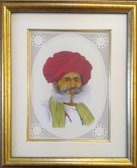 Old Men Rajasthani Portrait Miniature Painting