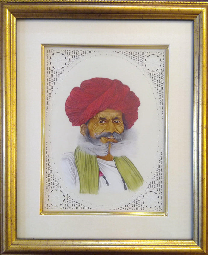 Old Men Rajasthani Portrait Miniature Painting