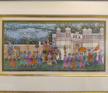 Load image into Gallery viewer, Hand Painted Synthetic Ivory Procession Rare Miniature Painting India Artwork Framed - ArtUdaipur
